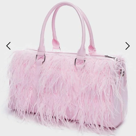 NWT - Sugar Thrillz WHIRLWIND REBEL MARABOU Feathered PURSE Shoulder Bag PINK - Picture 10 of 10
